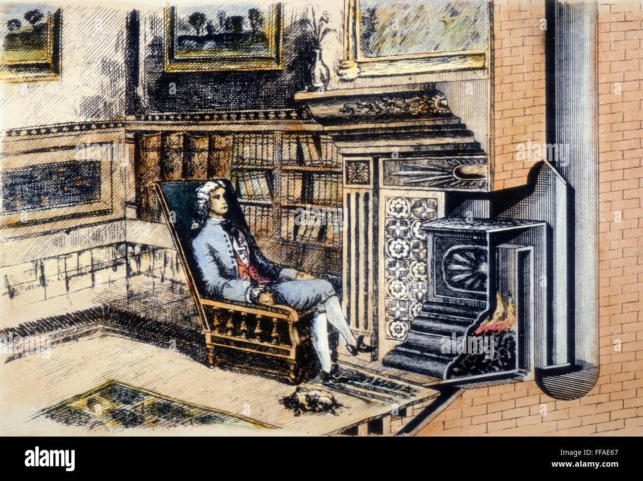 FRANKLIN STOVE. /nFranklin's famous stove, designed just before he