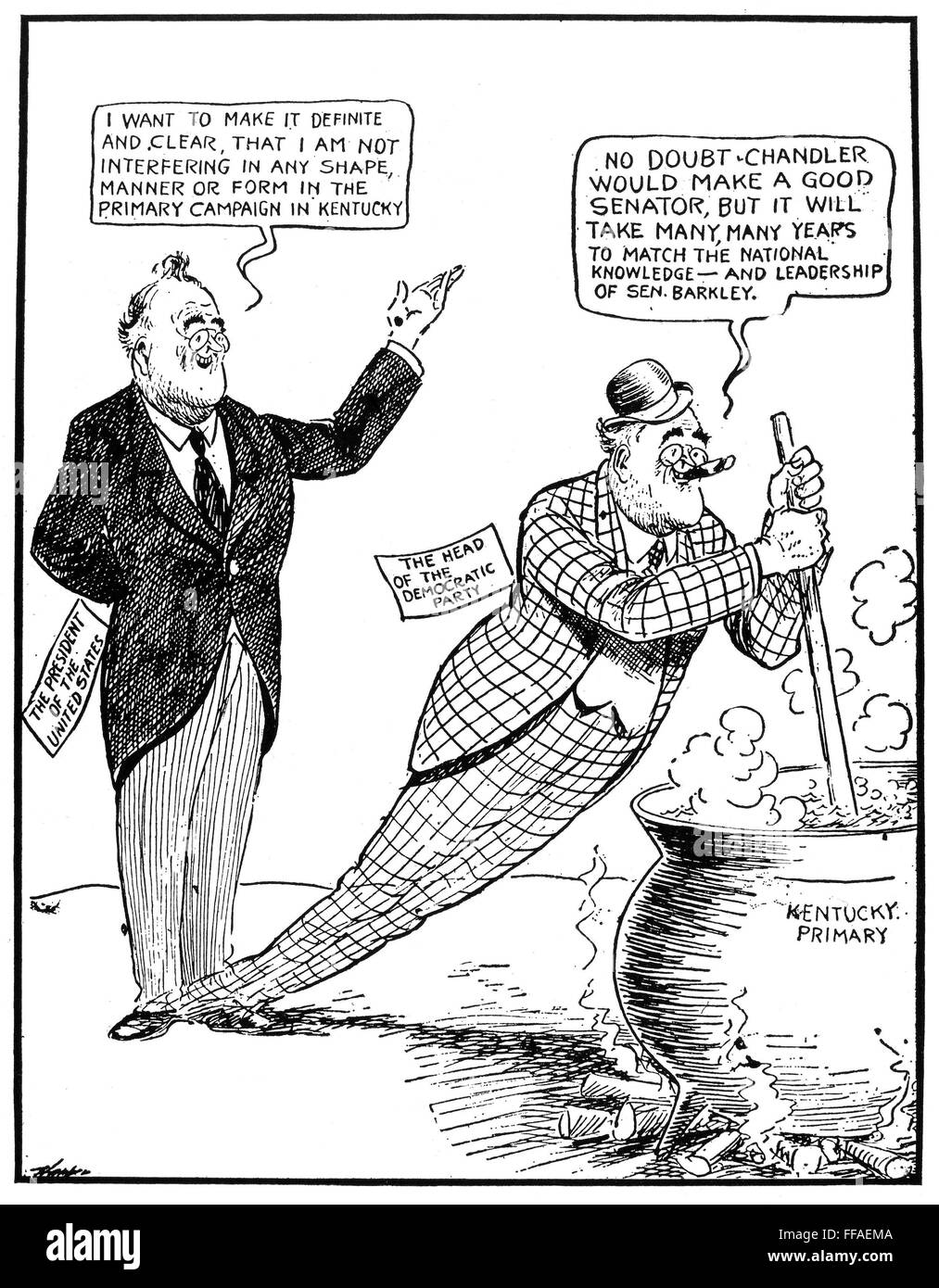 F.D. ROOSEVELT CARTOON. /n'His Convenient Other Self.' Cartoon, 1938 ...