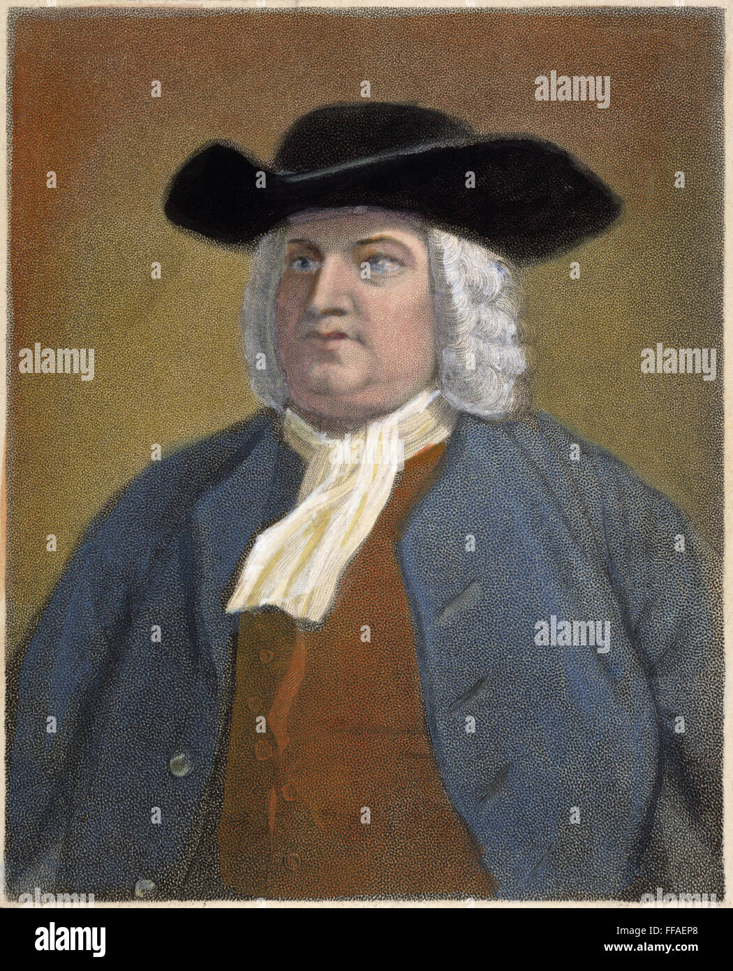 WILLIAM PENN (1644-1718). /nEnglish religious reformer and colonialist: colored stipple engraving, 19th century. Stock Photo