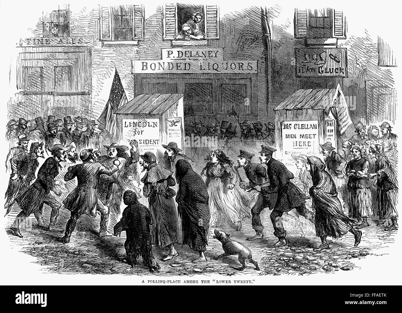 PRESIDENTIAL CAMPAIGN, 1864. /nOutside a polling place in a slum ...
