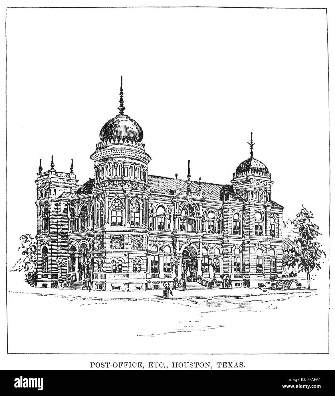 HOUSTON, TEXAS, 1888. /nPost office. Wood engraving, American, 19th