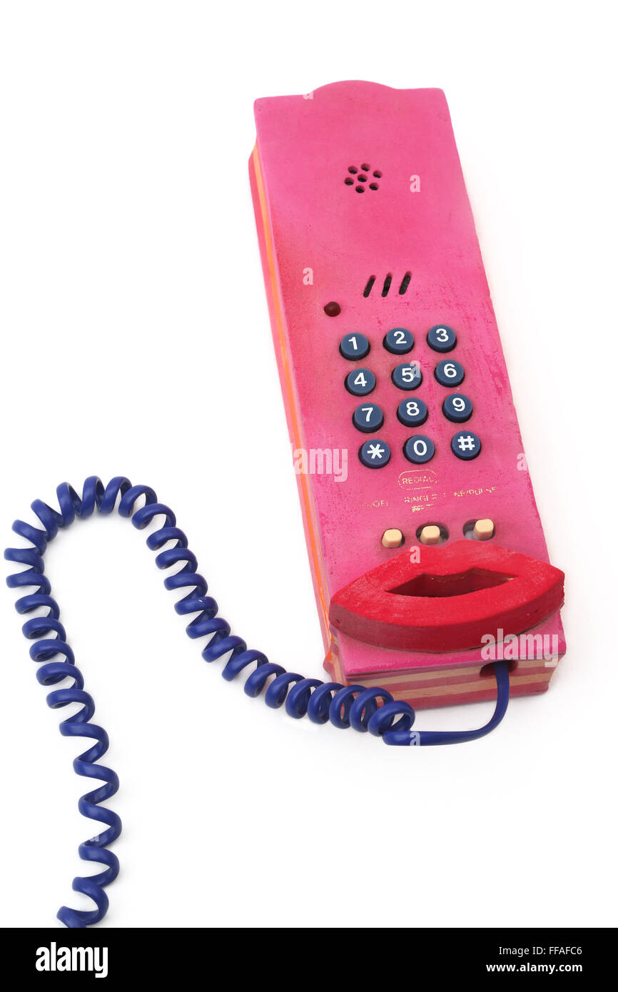Foam Telephone With Lips On Speaker Stock Photo