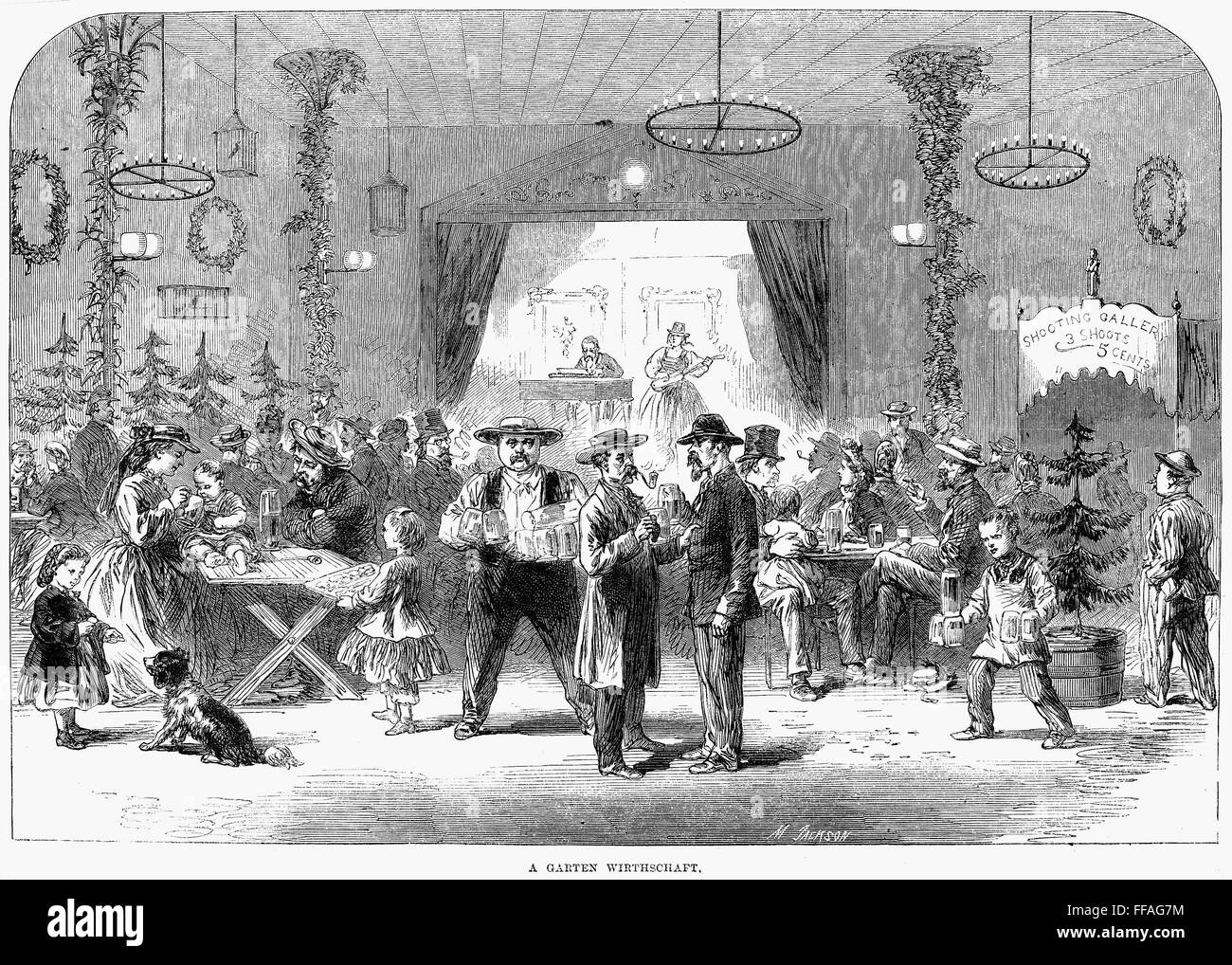 NEW YORK GERMAN BEER HALL. /nA German beer hall in New York City. Wood