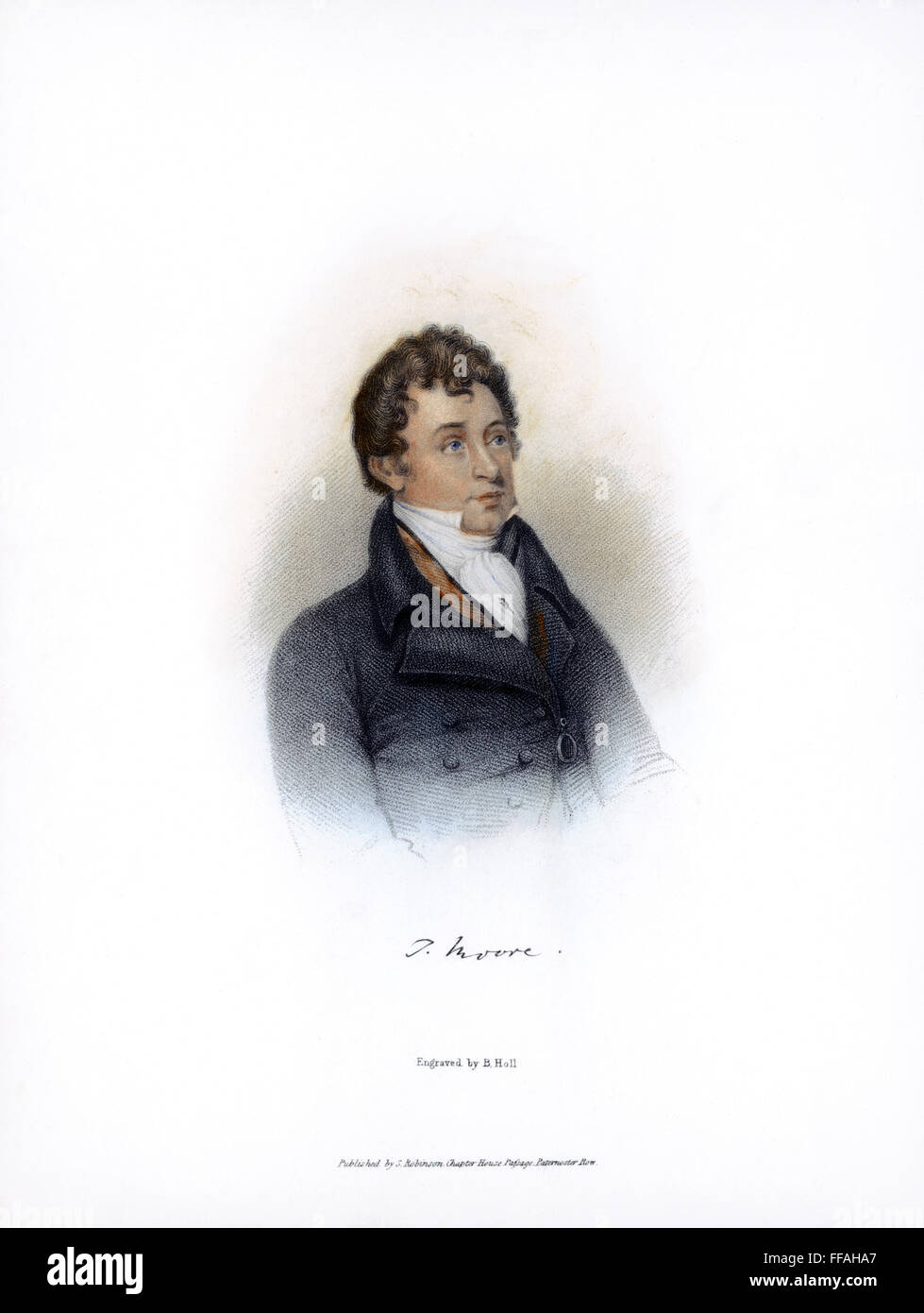 THOMAS MOORE (1779-1852). /nIrish poet. Stipple engraving, English, c1830. Stock Photo