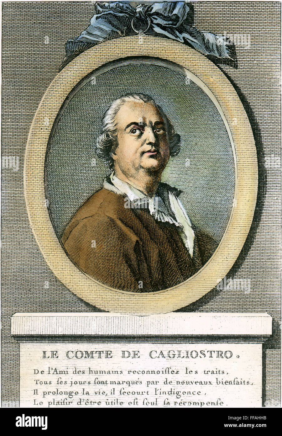 COUNT CAGLIOSTRO /n(1743-1795). Alessandro Conte di Cagliostro. Italian adventurer. Copper engraving, French, 18th century. Stock Photo