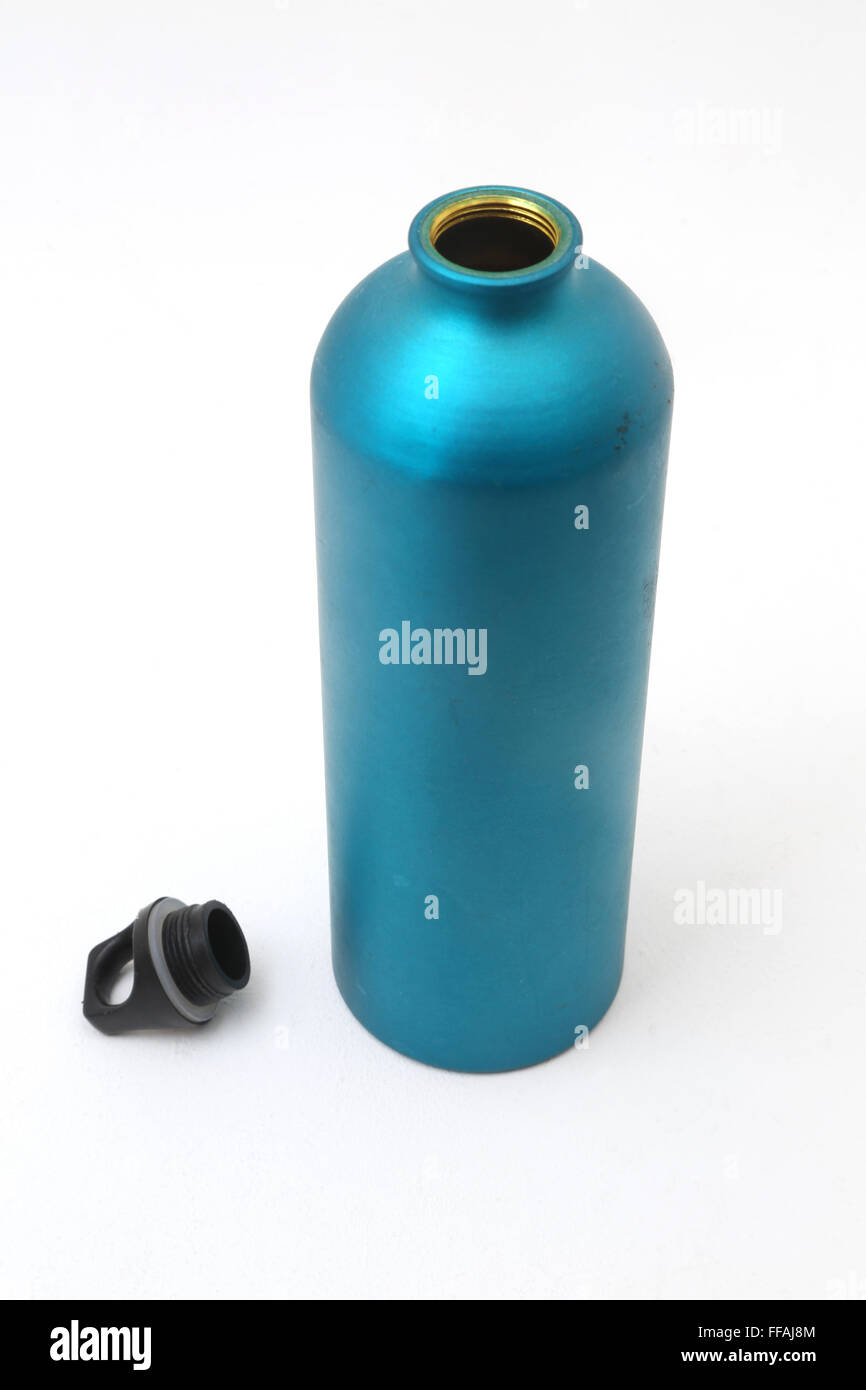 One Litre Water Bottle Made Of Aluminium And Screw Top Lid Stock Photo