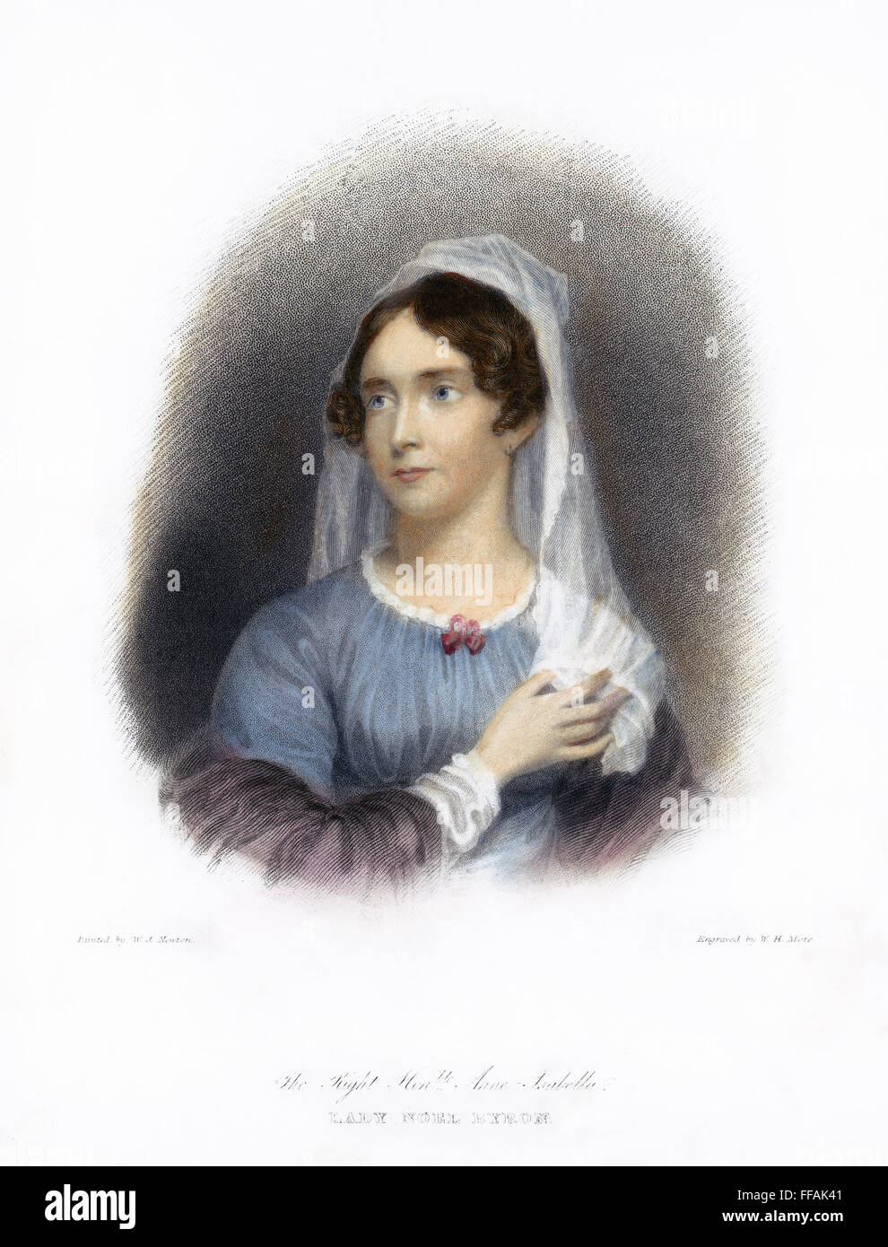 ANNE ISABELLA BYRON /n(1792-1860). NΘe Milbanke. Lady Byron, wife of the poet, Lord Byron. Stipple engraving, English, 1832. Stock Photo