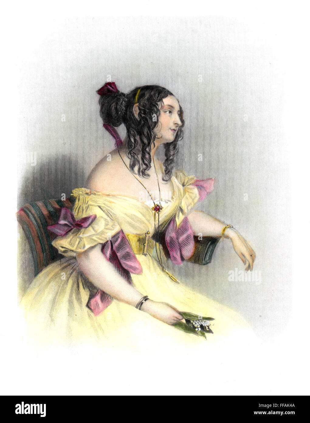 COUNTESS TERESA GUICCIOLI /n(1801?-1873). Italian noblewoman and mistress of George Gordon Byron, Lord Byron. Stipple engraving, English, 19th century. Stock Photo