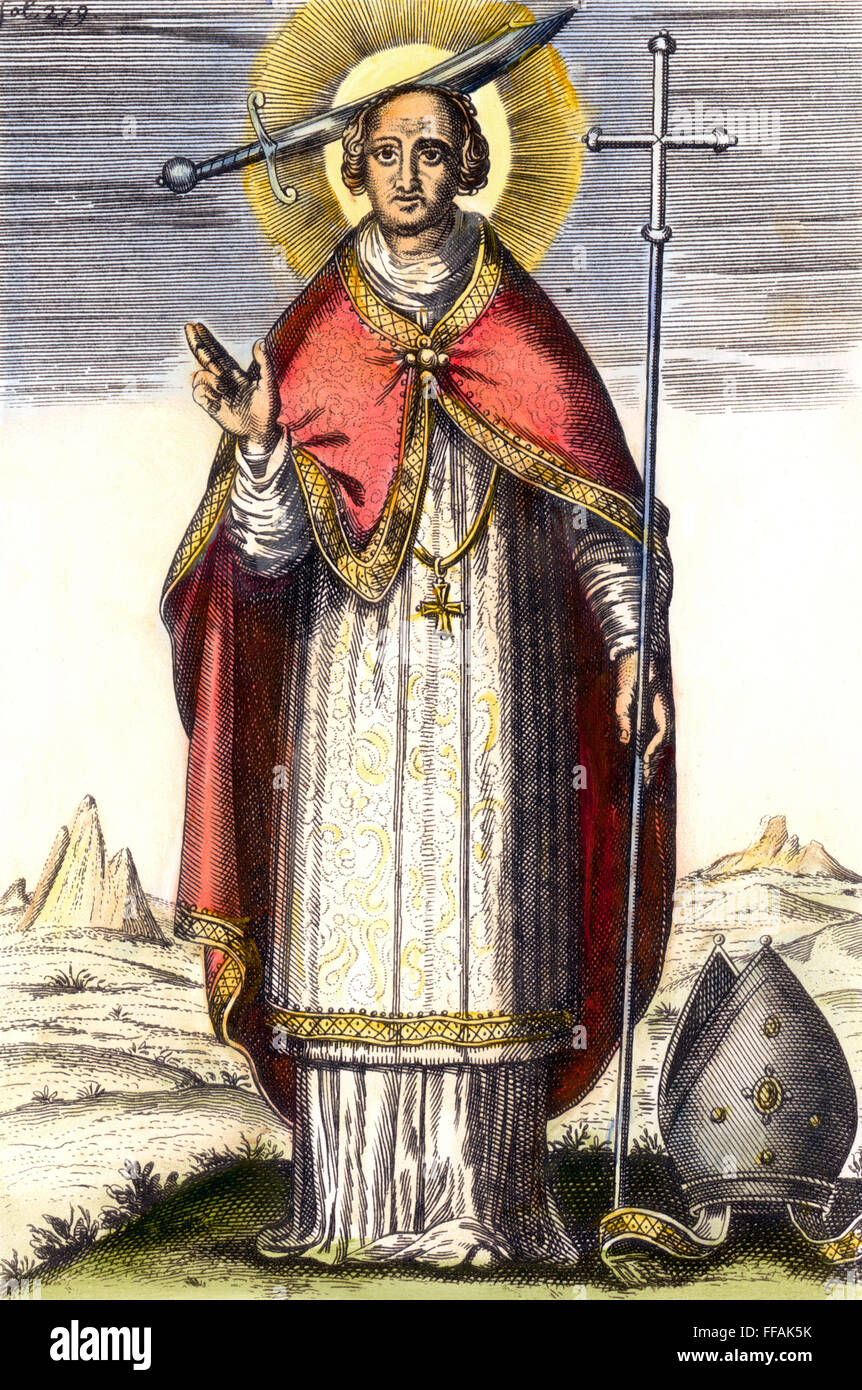 THOMAS └ BECKET (c1118-1170). /nEnglish prelate. Copper engraving, English, c1700. Stock Photo