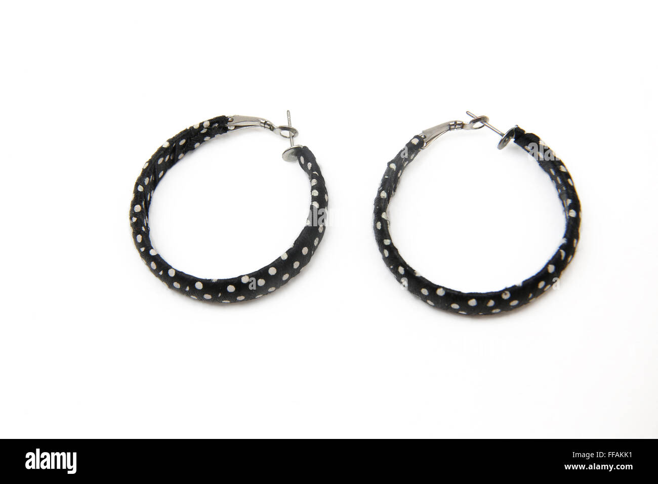 Dress Jewellery - Black And White Polka Dot Hoop Earrings Stock Photo
