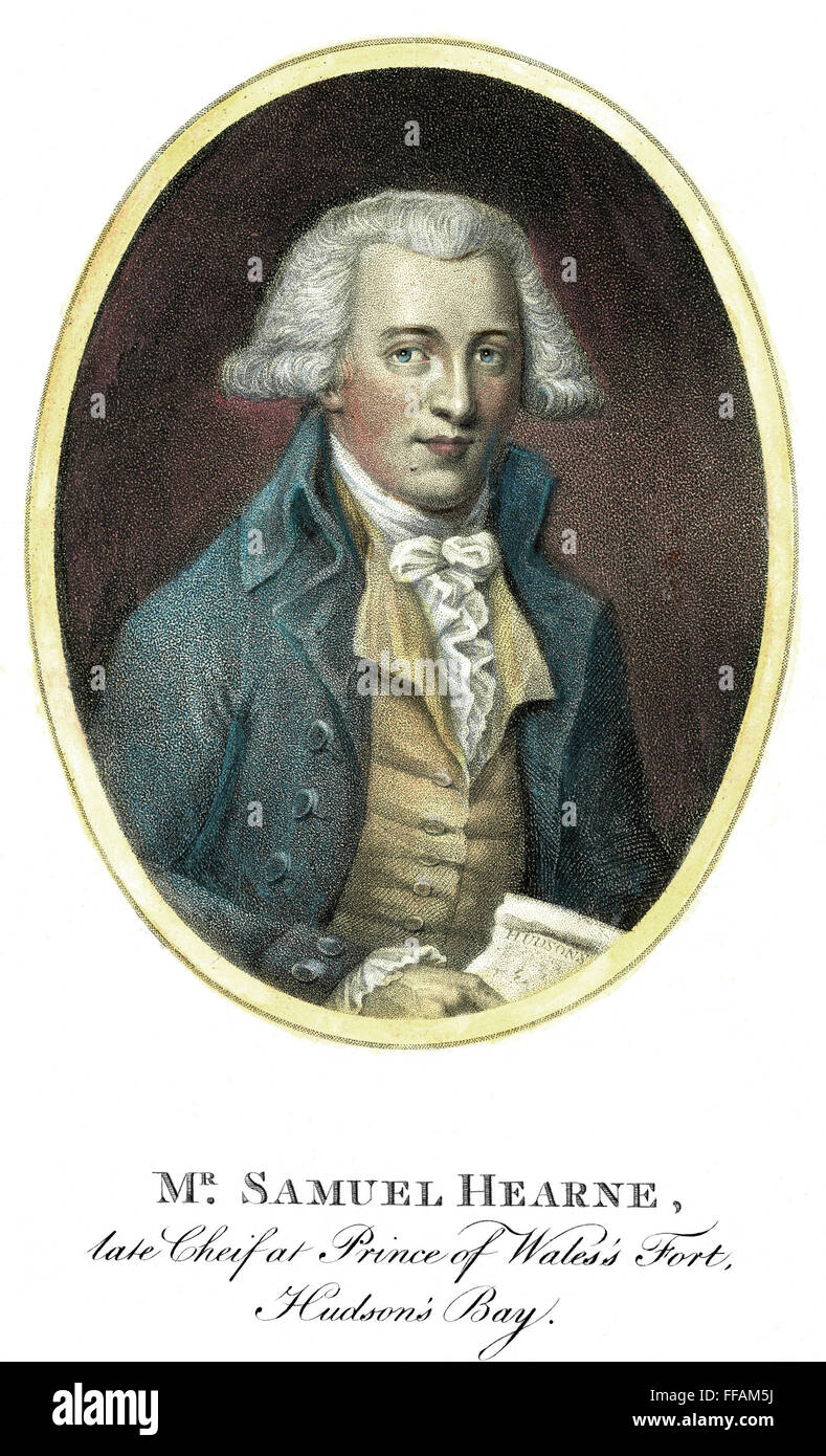 SAMUEL HEARNE (1745-1792). /nEnglish explorer. Stipple engraving, English, 1796. Stock Photo