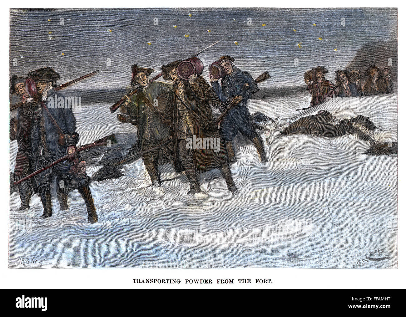 GUNPOWDER SEIZURE, 1774. /nMembers of Major John Sullivan's raiding ...
