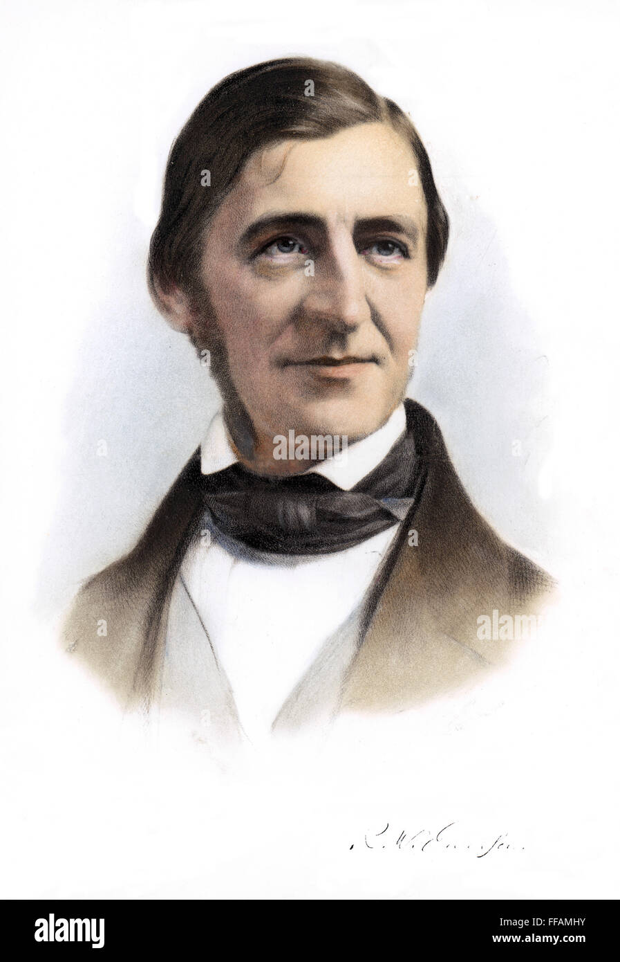 RALPH WALDO EMERSON /n(1803-1882). American philosopher and man of letters. Lithograph, American, 1859. Stock Photo