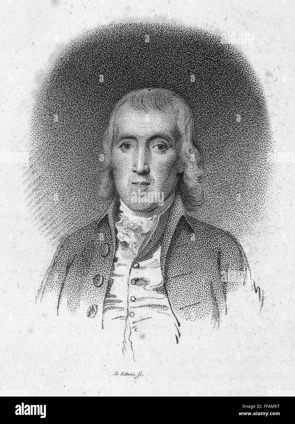 DAVID RITTENHOUSE /n(1732-1796). American astronomer. Stipple engraving ...