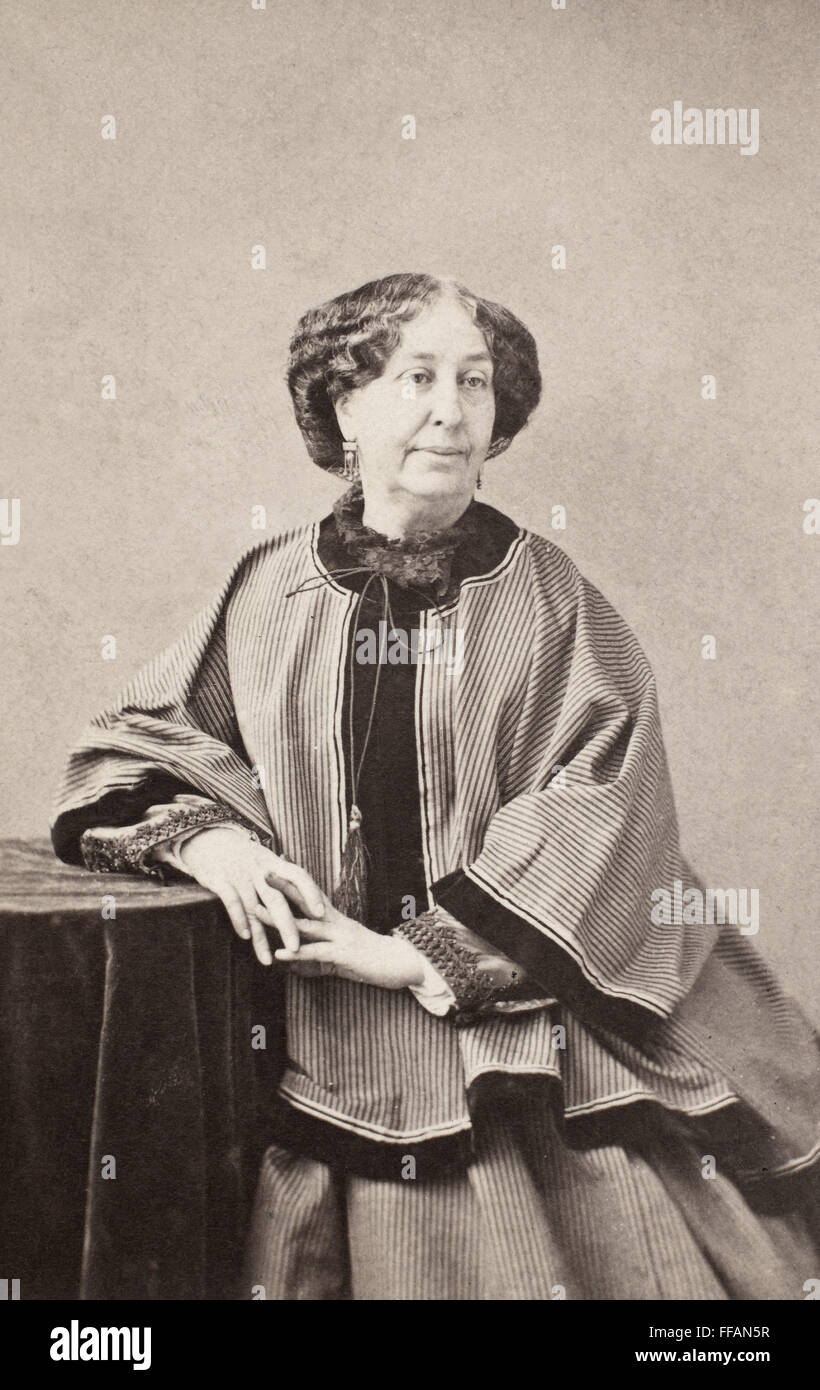 GEORGE SAND (1804-1876). /nFrench writer. At age 60. Original carte-de ...