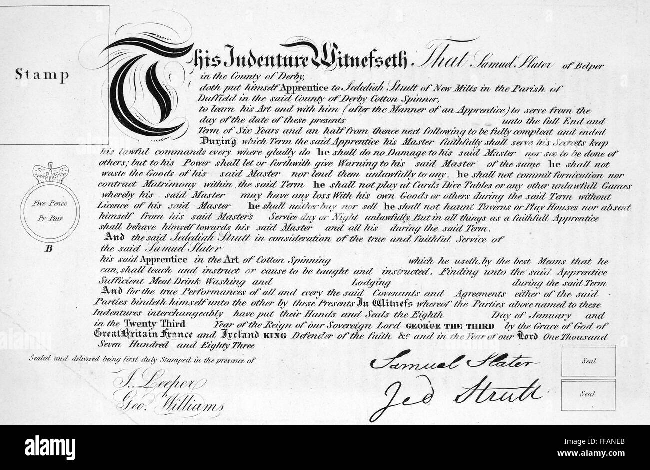 SAMUEL SLATER (17681835). /nAmerican industrialist. Facsimile of