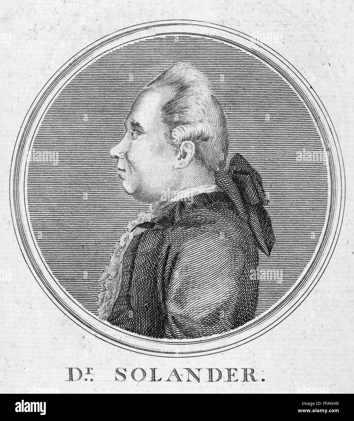DANIEL SOLANDER (1736-1782). /nSwedish botanist. Copper engraving, English, 1772. Stock Photo