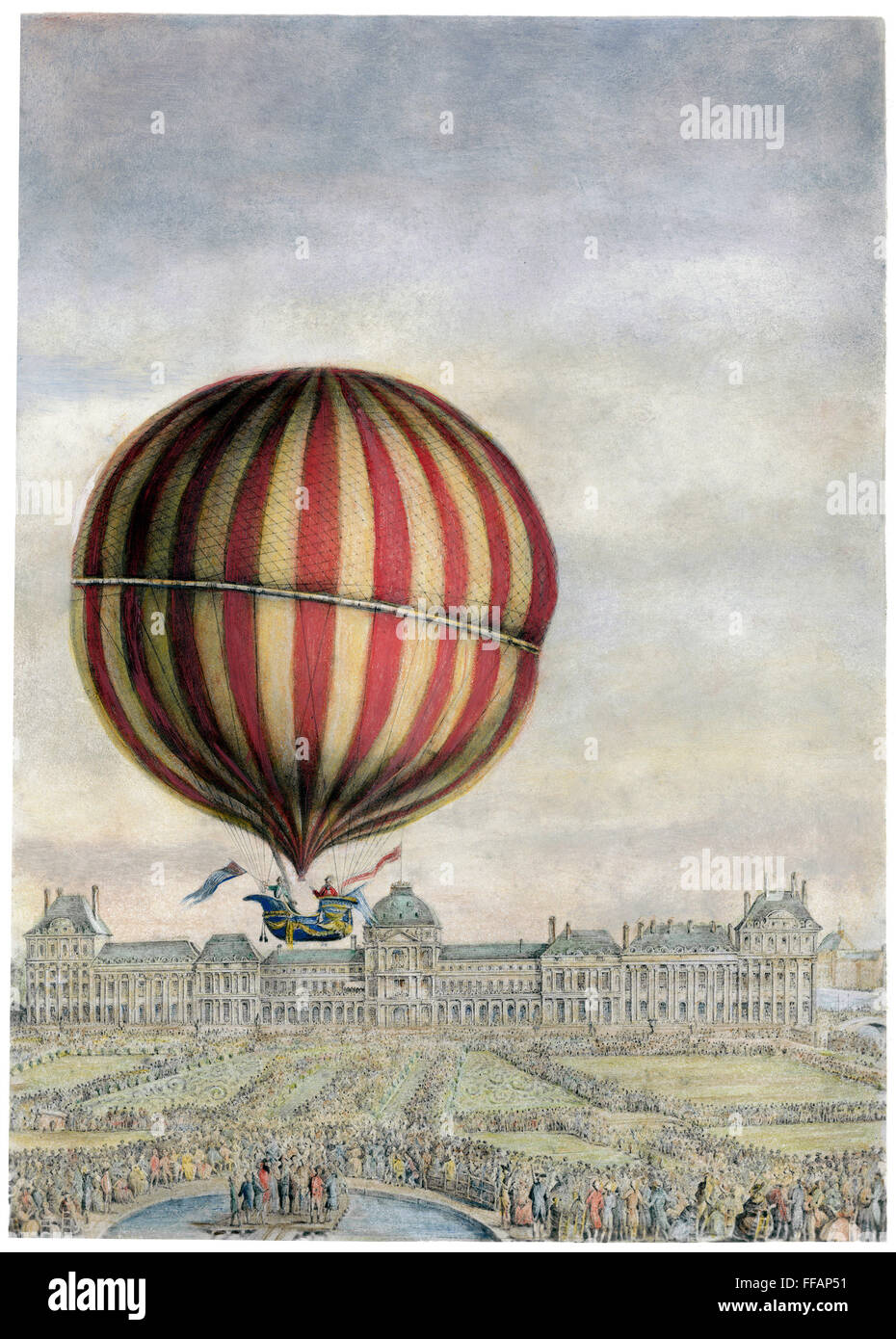 HYDROGEN BALLOON, 1783. /nDeparture of Charles and Robert's hydrogen ...