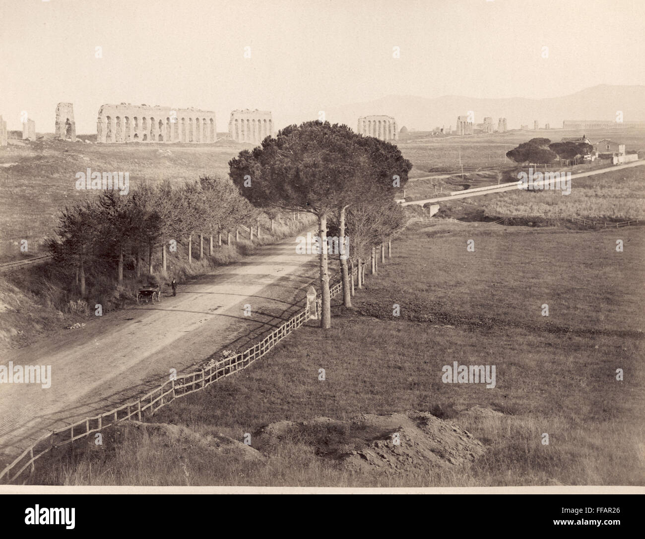 ANCIENT ROME: NEW VIA APPIA /nand Claudio's Acqueduct (Acquedotti di Claudio). Photograph, 1890s. Stock Photo