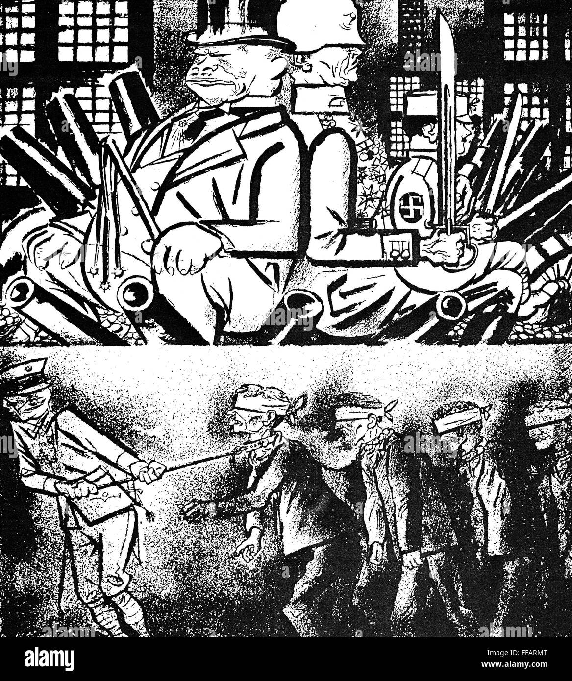 GROSZ: FATHERLAND, 1924. /n'For the Fatherland--to the Slaughterhouse.' Pen and ink drawing, 1924, by George Grosz. EDITORIAL USE ONLY. Stock Photo