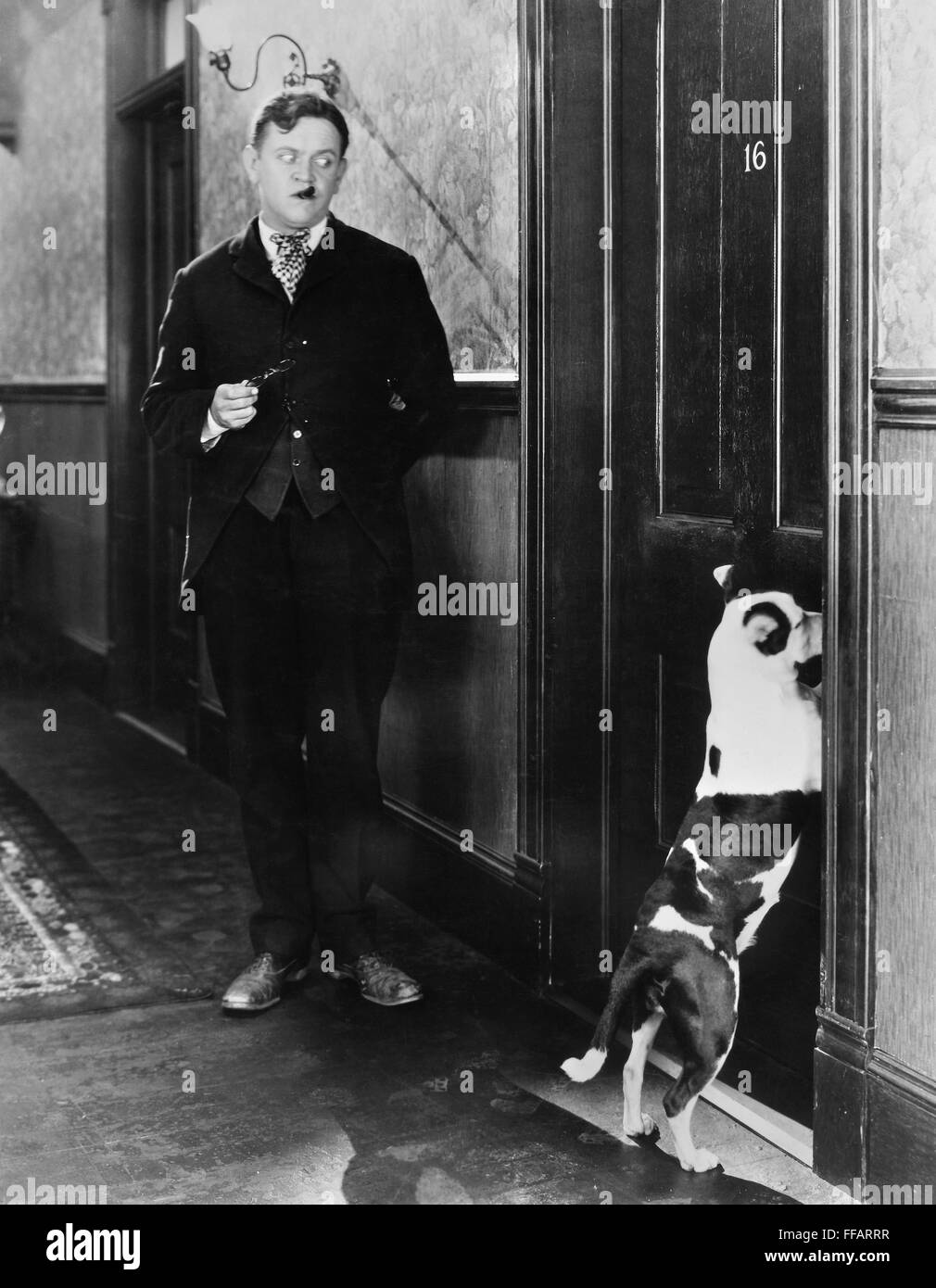 SILENT STILL: MAN & ANIMAL. /n'A Self-Made Failure,' 1924. Stock Photo