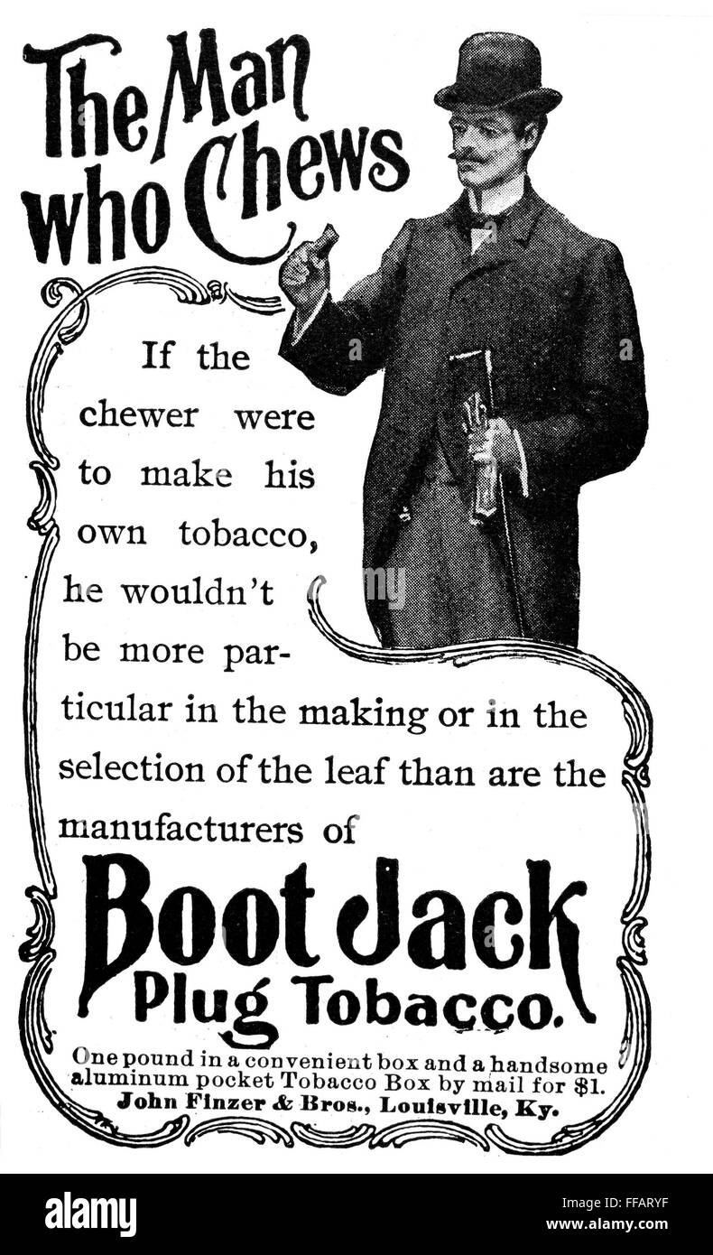 CHEWING TOBACCO, 1897. /nAmerican magazine advertisement, 1897, for