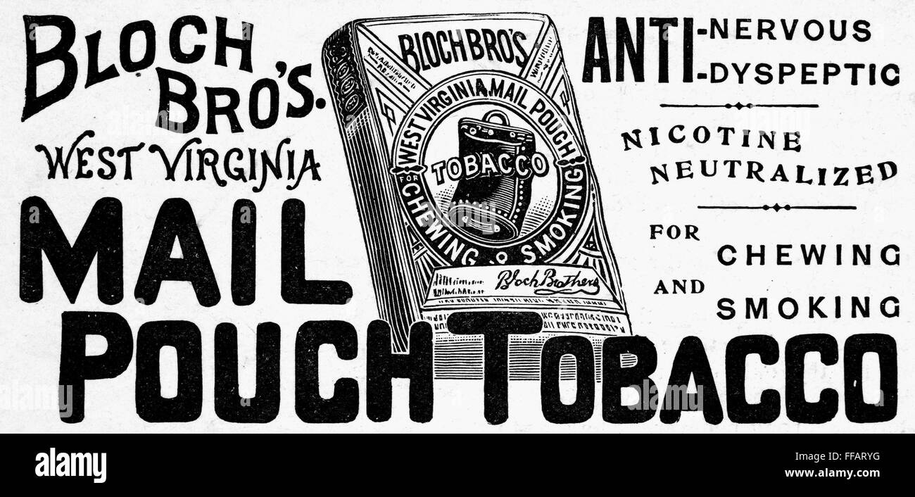 MAIL POUCH TOBACCO, 1894. /nAmerican magazine advertisement, 1894 Stock