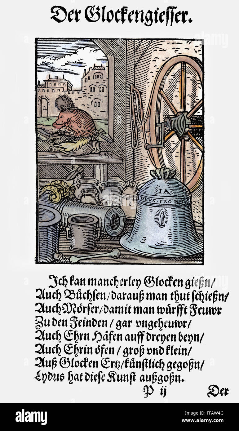 BELL FOUNDER, 1568. /nWoodcut, 1568, by Jost Amman Stock Photo Alamy
