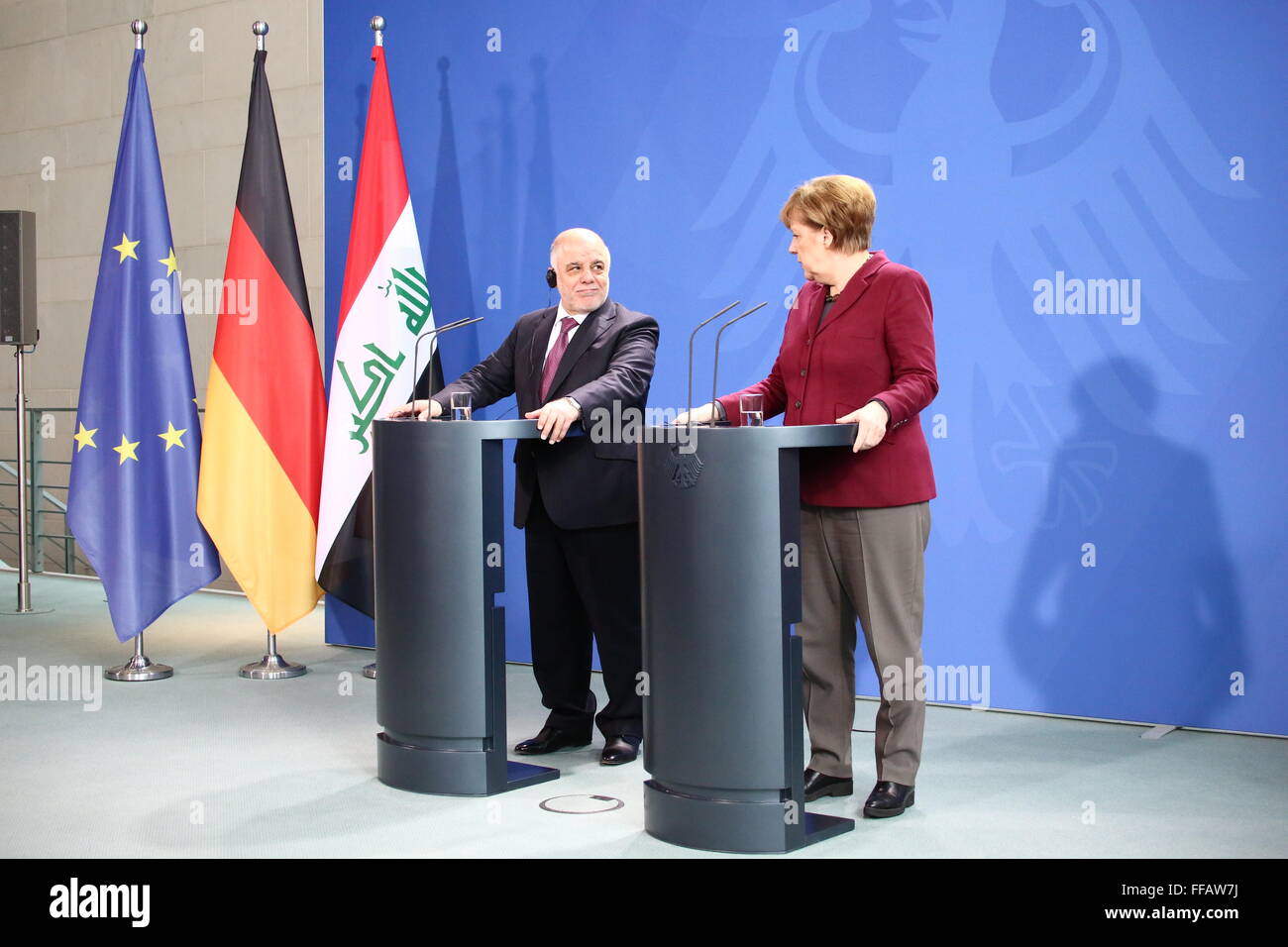 Berlin, Germany. 11th Feb, 2016. Prime Minister of Iraq Haider al-Abadi ...