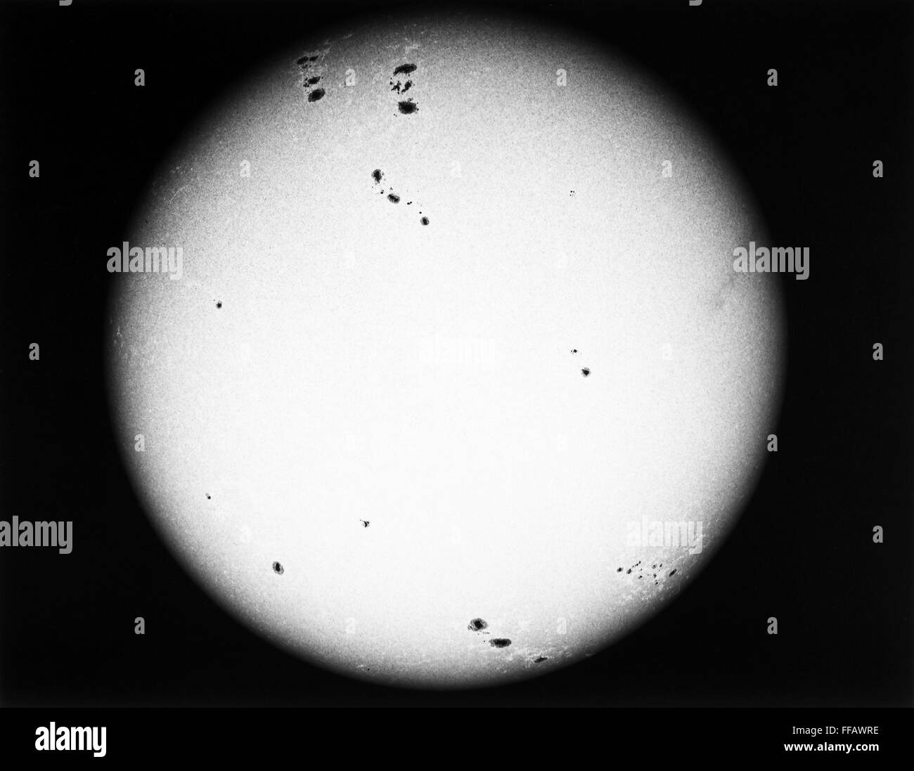 SUNSPOTS. /nThe sun, photographed under excellent conditions, showing a