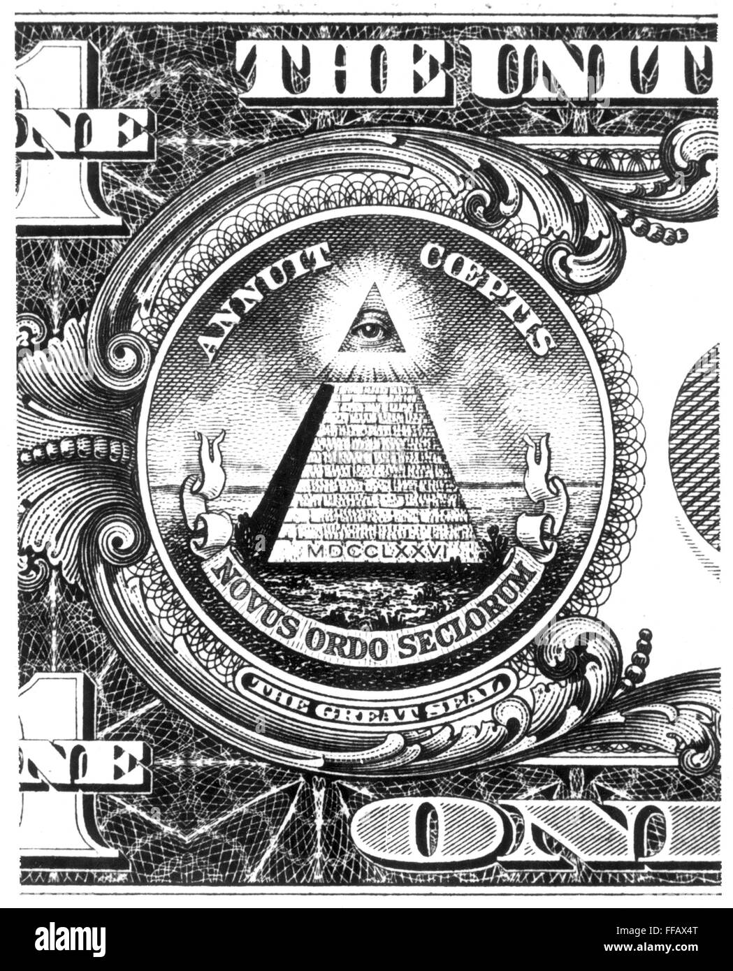 CURRENCY: THE GREAT SEAL. /nDetail a U.S. one dollar note Stock Photo ...