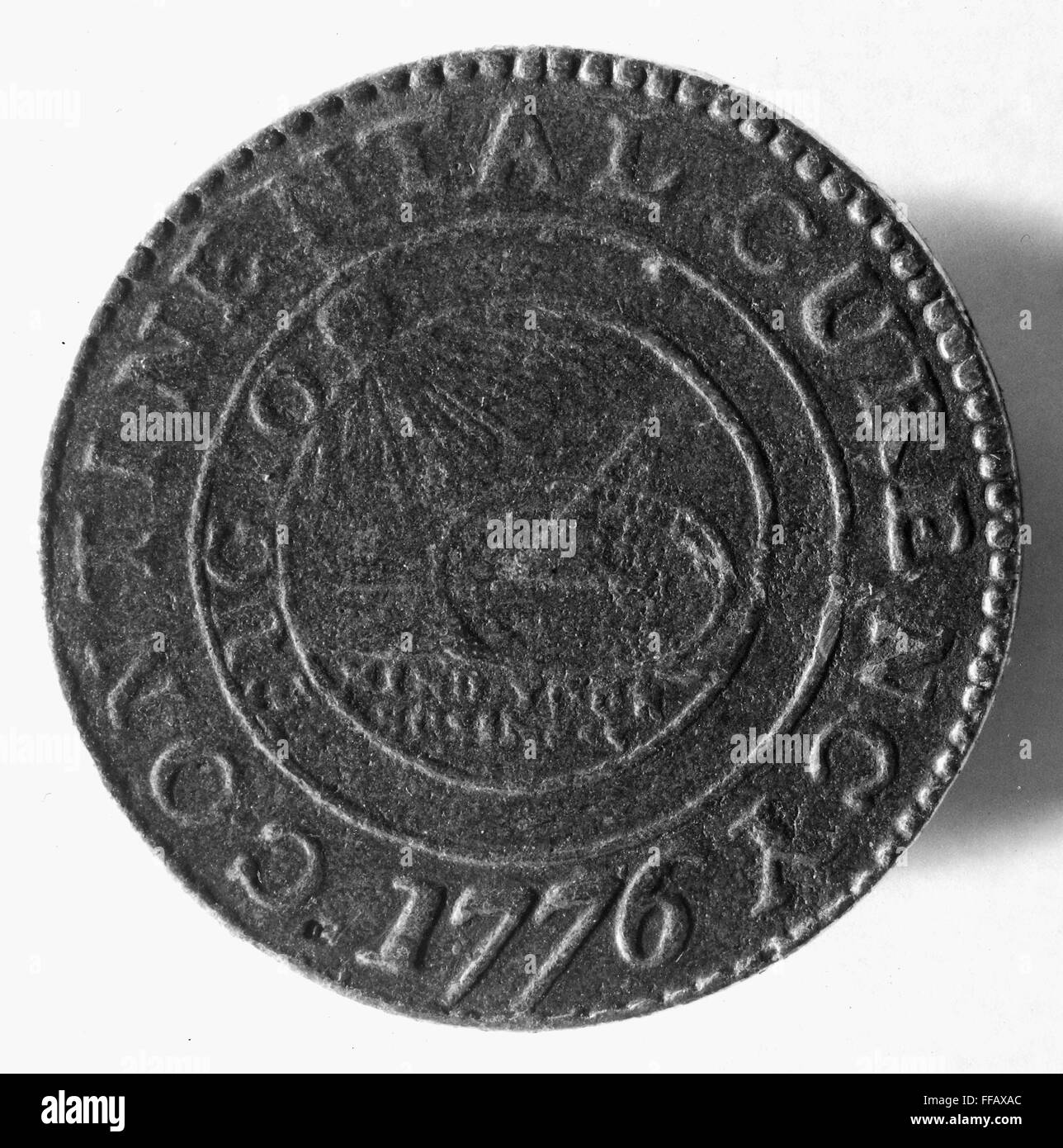 CONTINENTAL DOLLAR, 1776. /nAmerican Continental dollar. Stock Photo