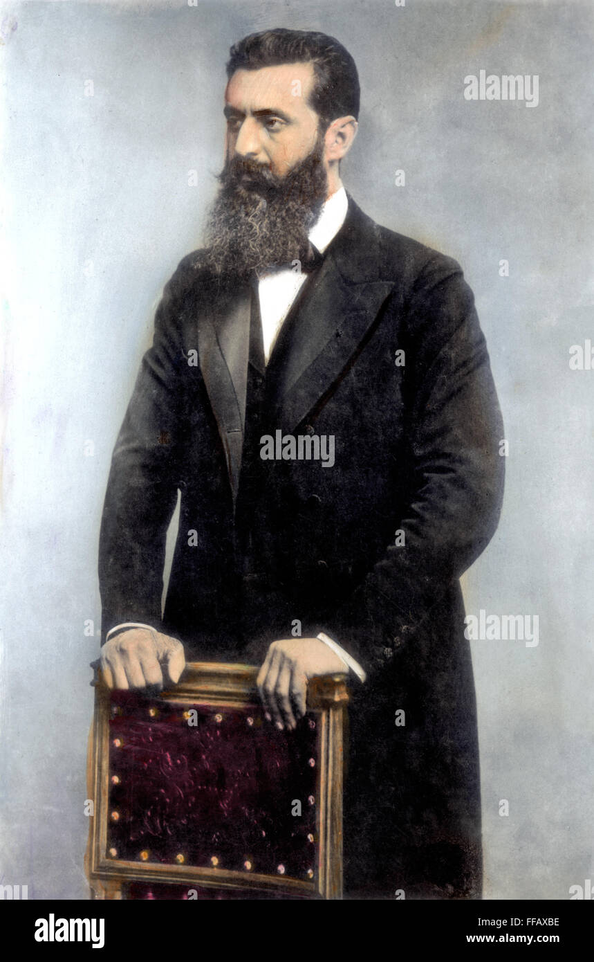 THEODOR HERZL (1860-1904). /nAustrian journalist and founder of Zionism. Oil over a photograph. Stock Photo