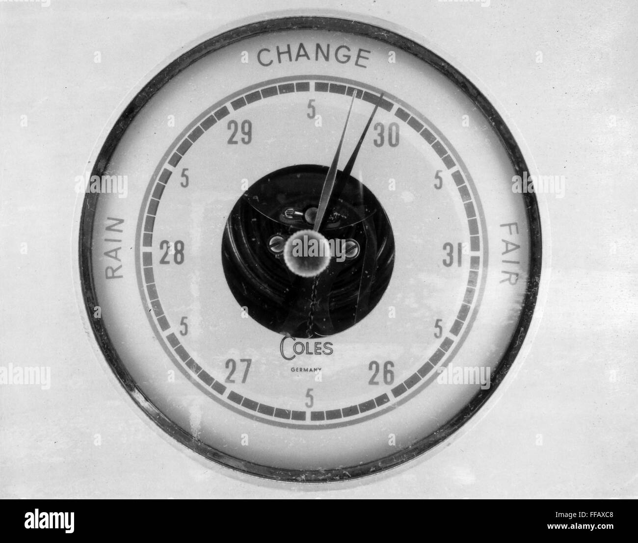 ANEROID BAROMETER. /nA photograph of an Aneroid Barometer, 20th century