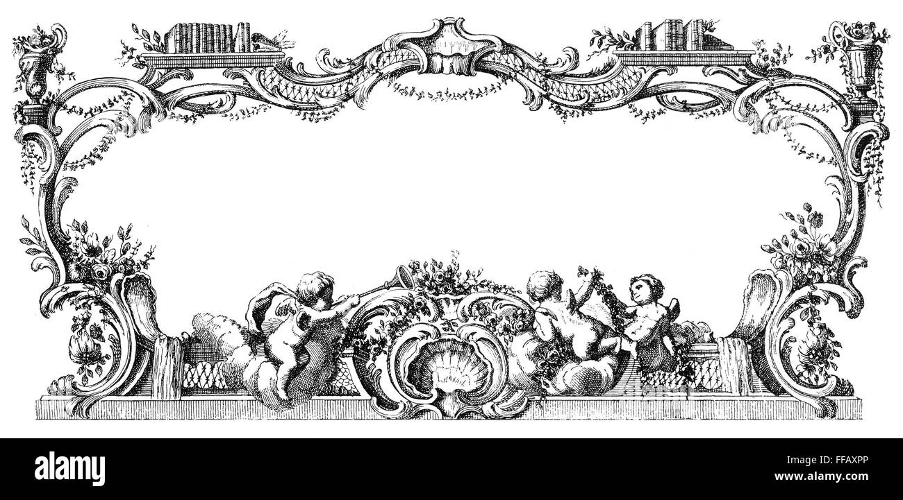 CARTOUCHE 1755 nEngraving French 1755 Stock Photo Alamy