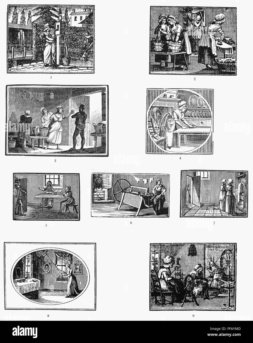 DAILY LIFE HOUSEWORK nEngraving Early 19th Century Stock Photo Alamy daily-life-housework-nengraving-early-19th-century-stock-photo-alamy