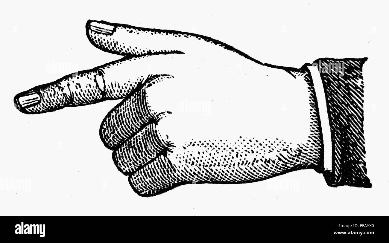 POINTING HAND. /nPrinter's typemetal cut, French, late 19th century ...