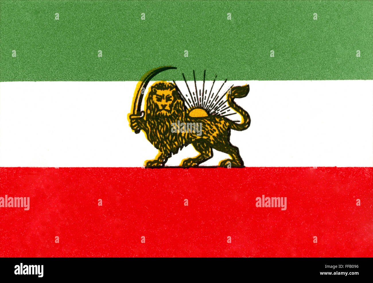 IRANIAN FLAG. /nFlag of the Islamic Republic of Iran as of 1965. Stock Photo