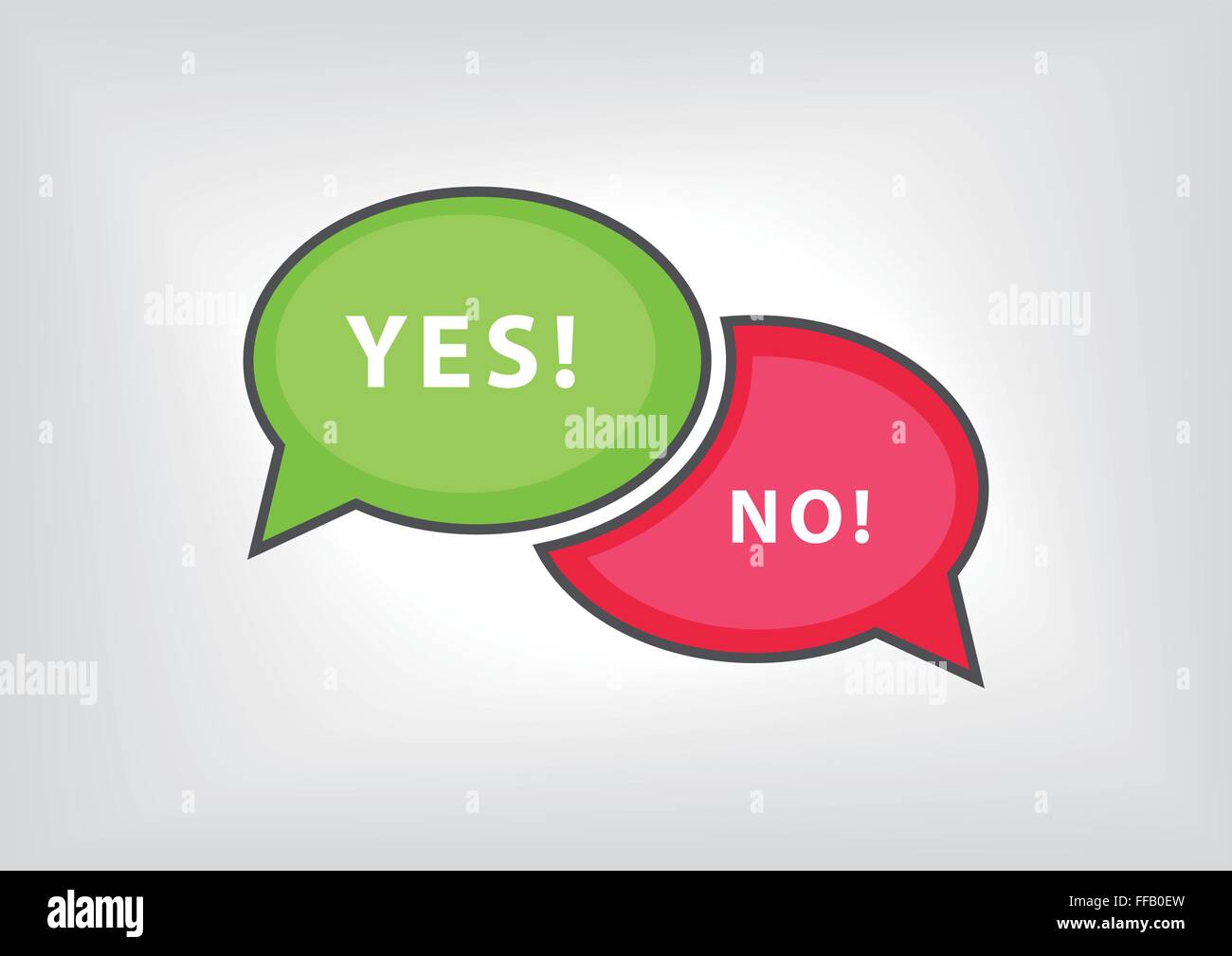 Yes versus no vector illustration as speech bubbles Stock Vector