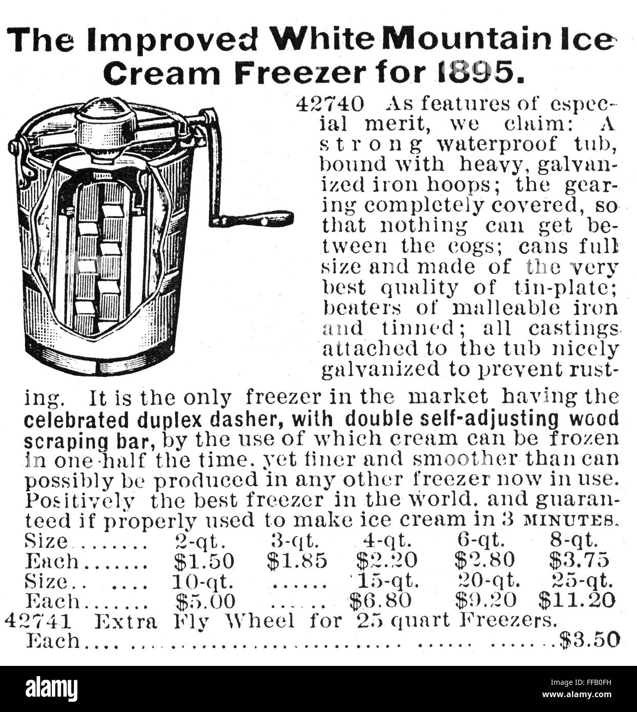 ICE CREAM FREEZER, 1895. /nAdvertisement for an American ice cream