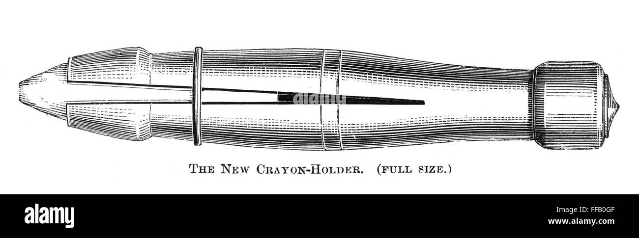 CRAYON HOLDER, c1870. /nLine engraving, American. Stock Photo