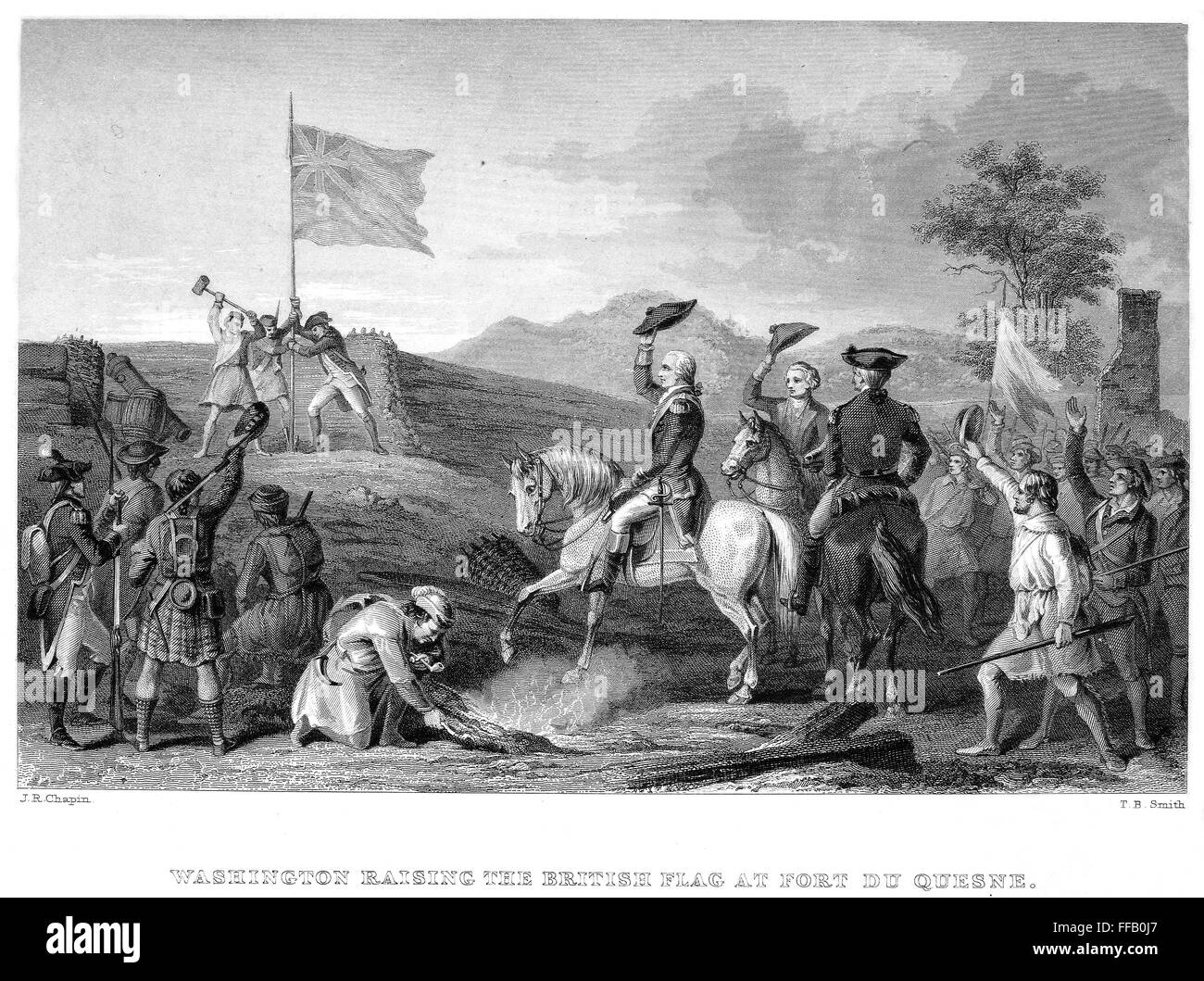 FORT DUQUESNE, 1758. /nColonel George Washington (center) of the ...