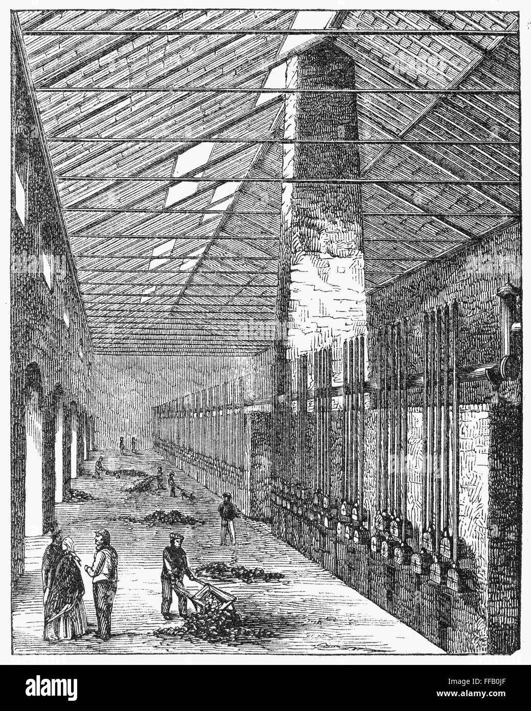 GAS WORKS, 19th CENTURY. /nInterior of a 19th century coal gas works. Wood engraving, c1875