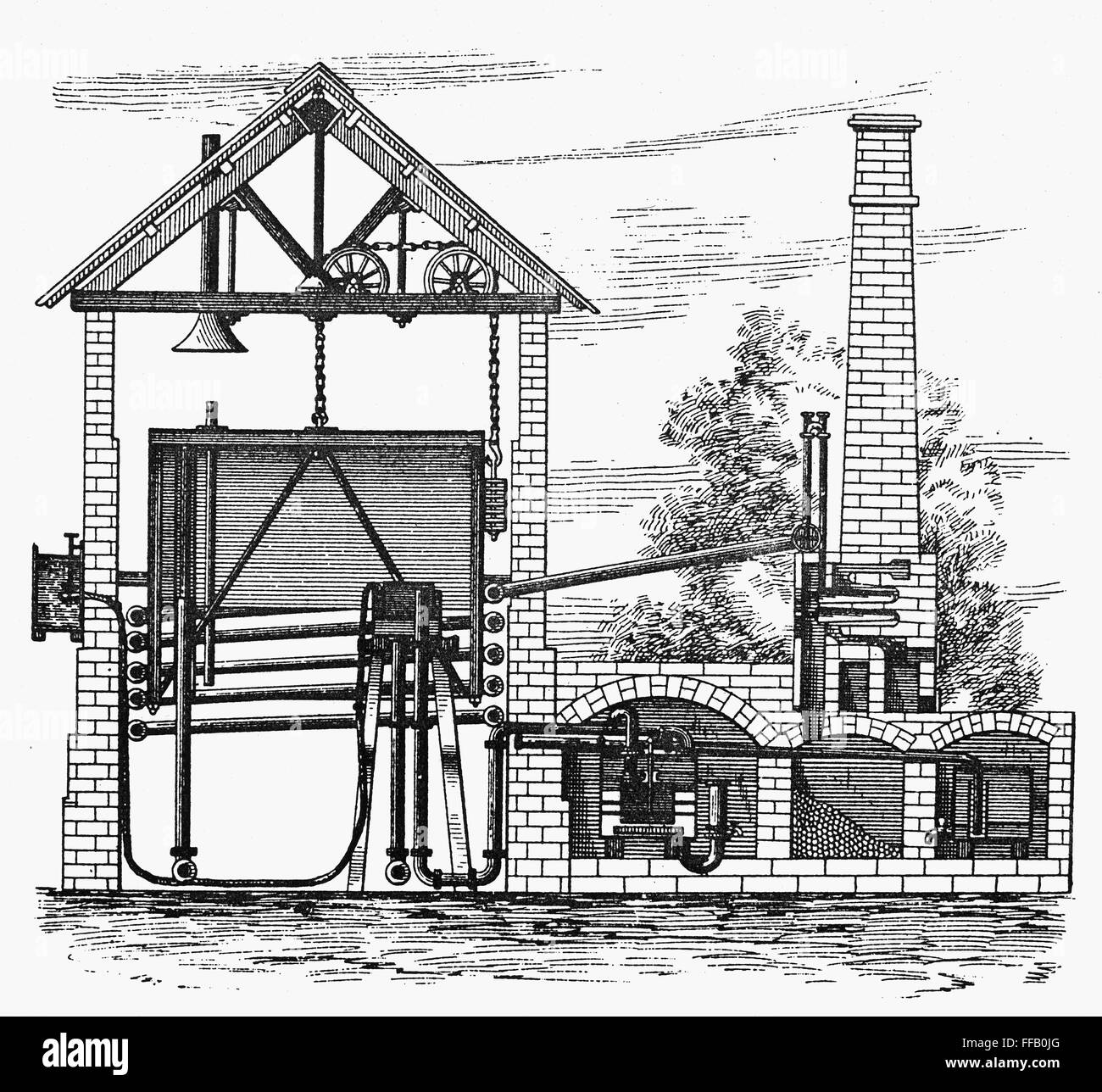 GAS WORKS, 1815. /nAn American coal gas works of 1815. Contemporary wood engraving Stock Photo