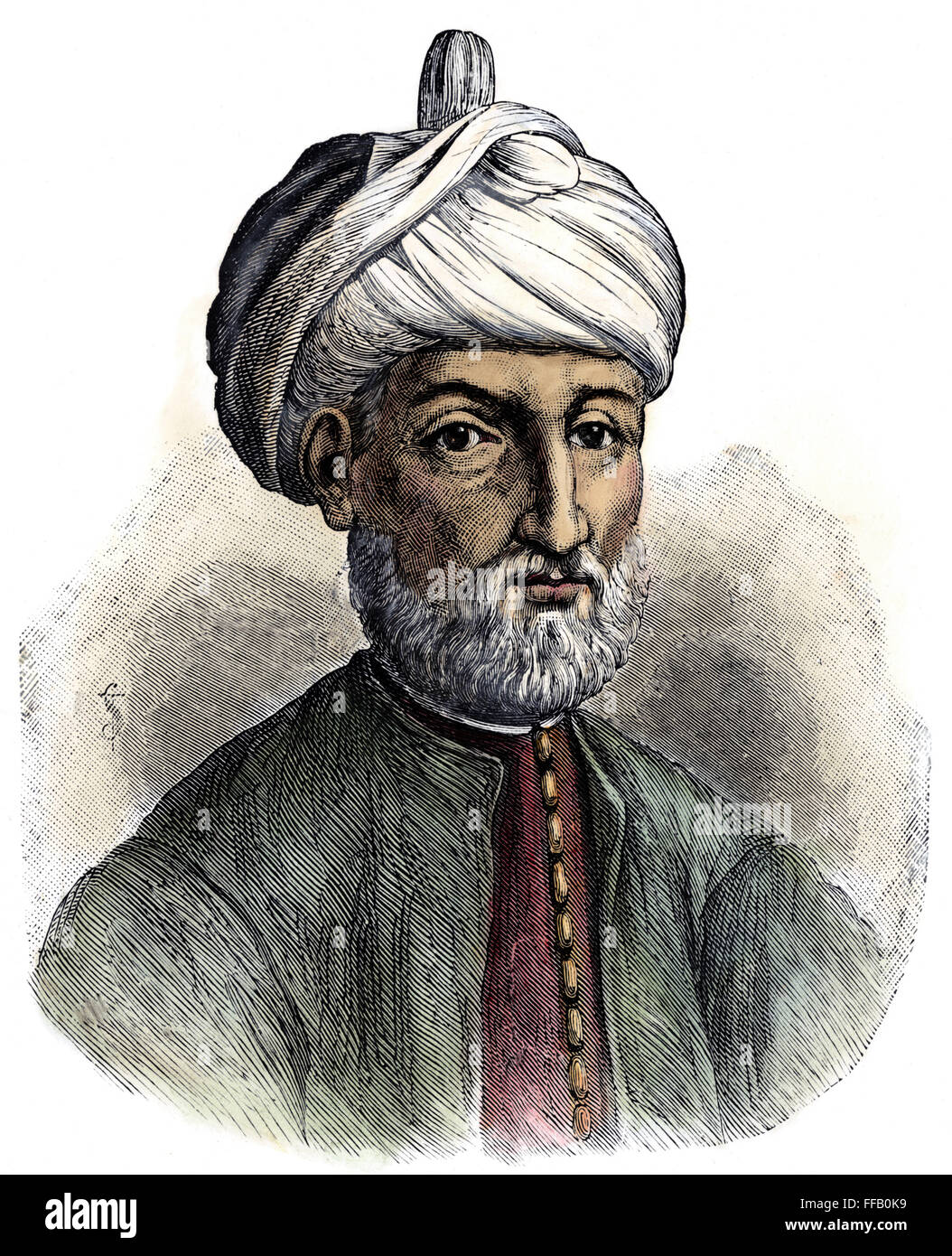 MOHAMMED (570-632). /nArabian prophet and founder of Islam. Traditional portrait: line engraving, late 19th century. Stock Photo
