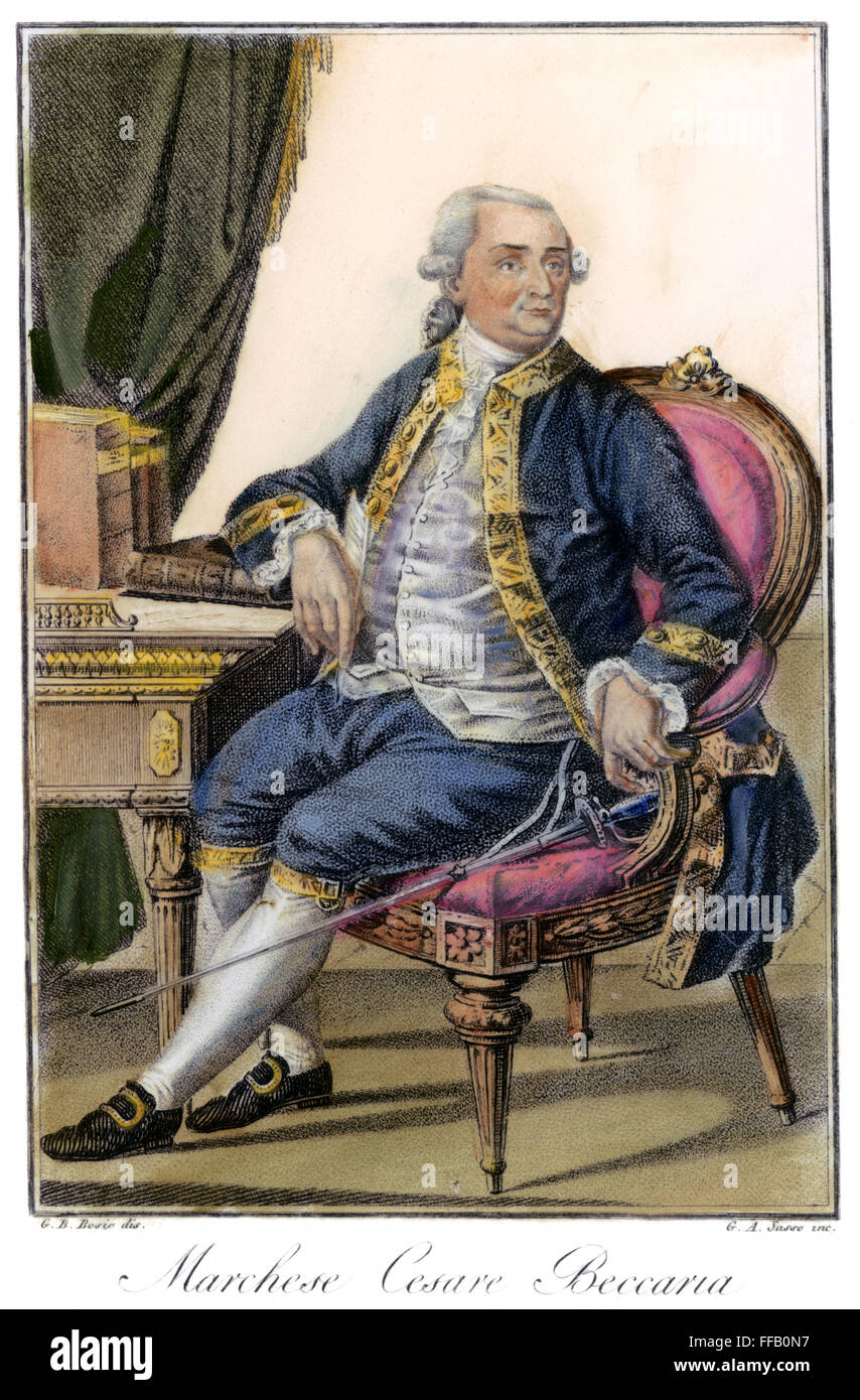 MARCHESE DI BECCARIA /n(1738-1794). Cesare Bonesana. Italian economist and jurist. Stipple engraving, Italian, 19th century. Stock Photo