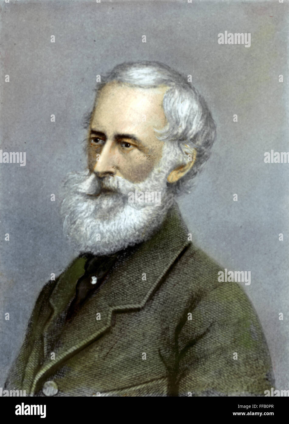 ALFRED KRUPP (1812-1887). /nGerman industrialist. Color line engraving, German, 19th century. Stock Photo