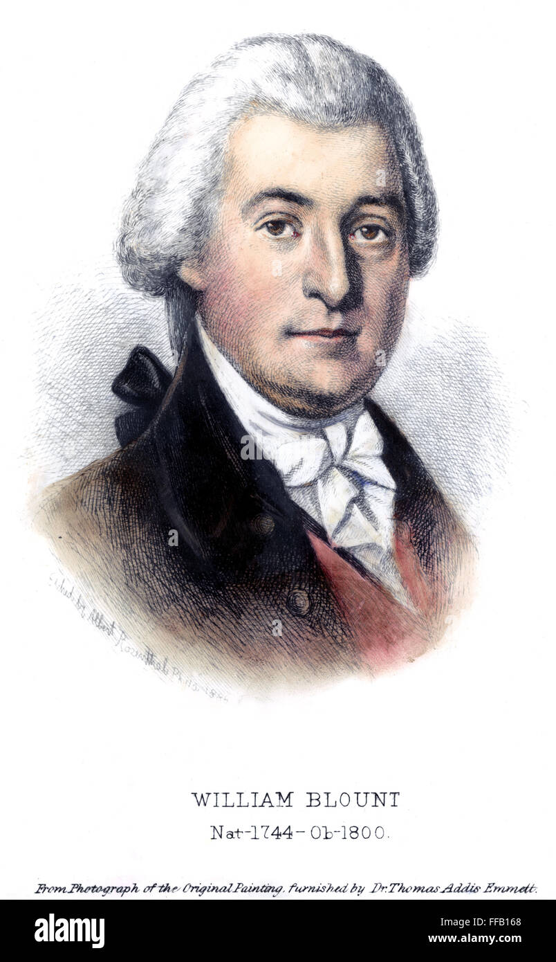 WILLIAM BLOUNT (1749-1800). /nAmerican political leader. Etching, 1888, by Albert Rosenthal. Stock Photo