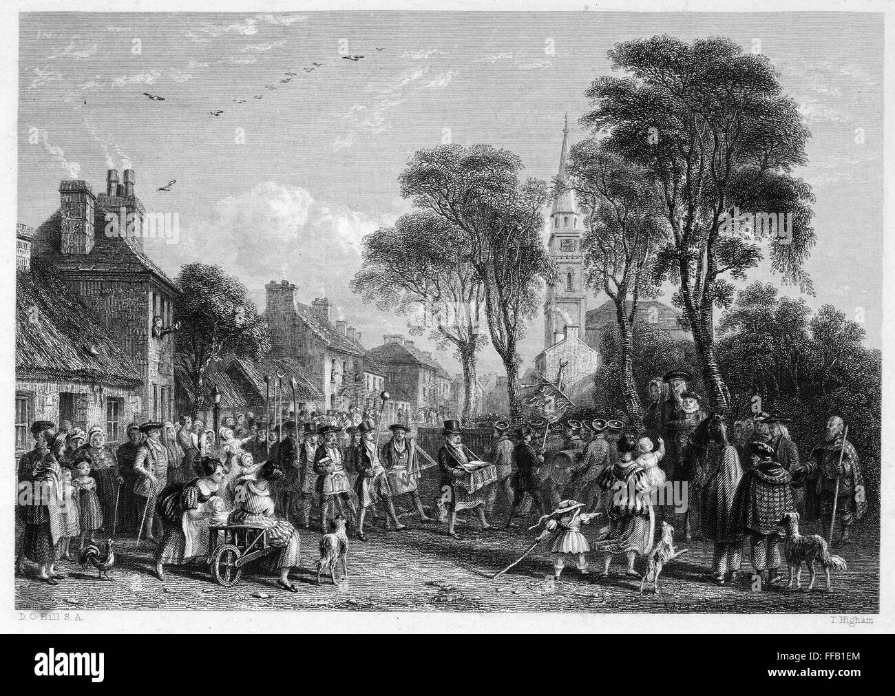 SCOTLAND: TARBOLTON, c1840. /n'Procession of St. James' Lodge.' Steel engraving, Scottish, c1840, after David Octavius Hill. Stock Photo