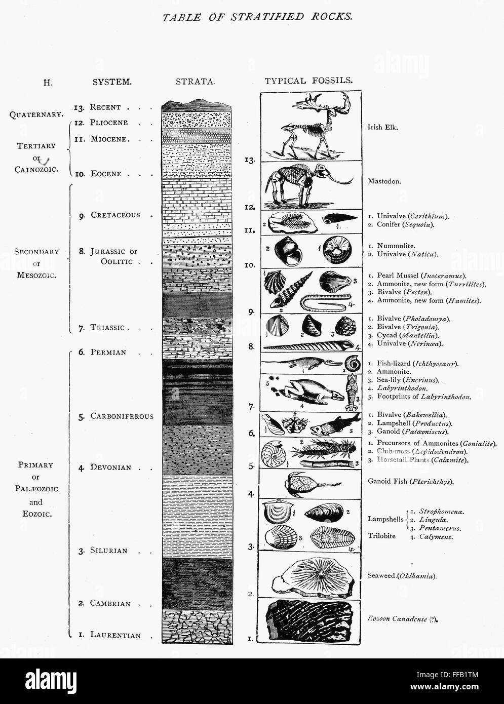 GEOLOGY TIME CHART. /nA late 19th century classification of the